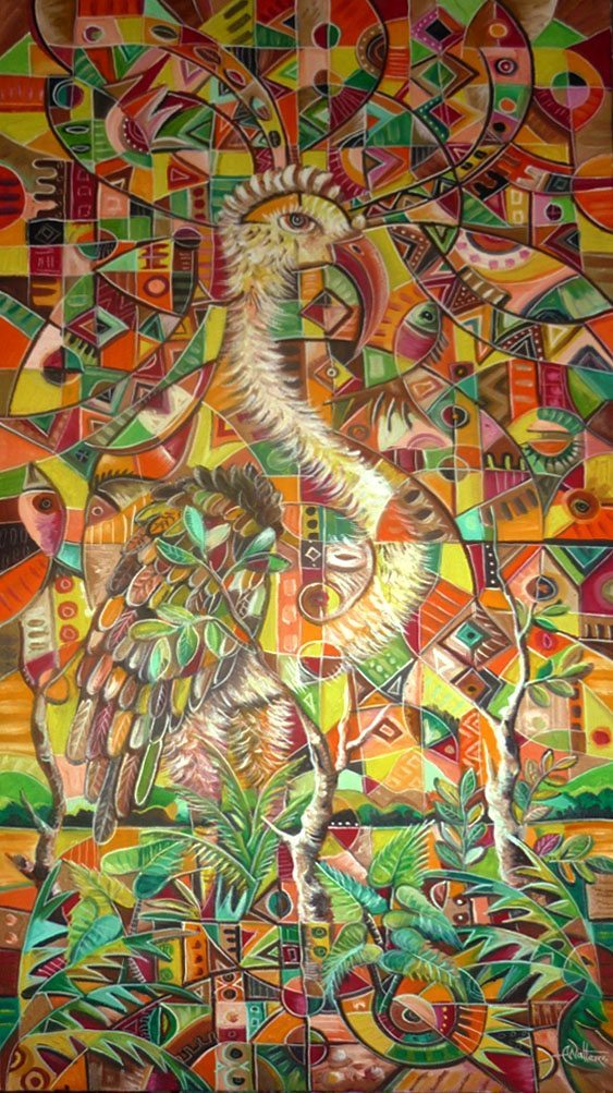 African Juju Society V voodoo bird painting