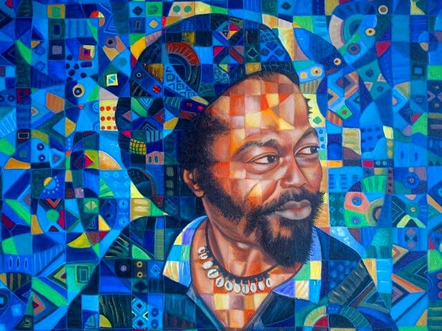 This is an original portrait painting from Africa. Done in acrylic.