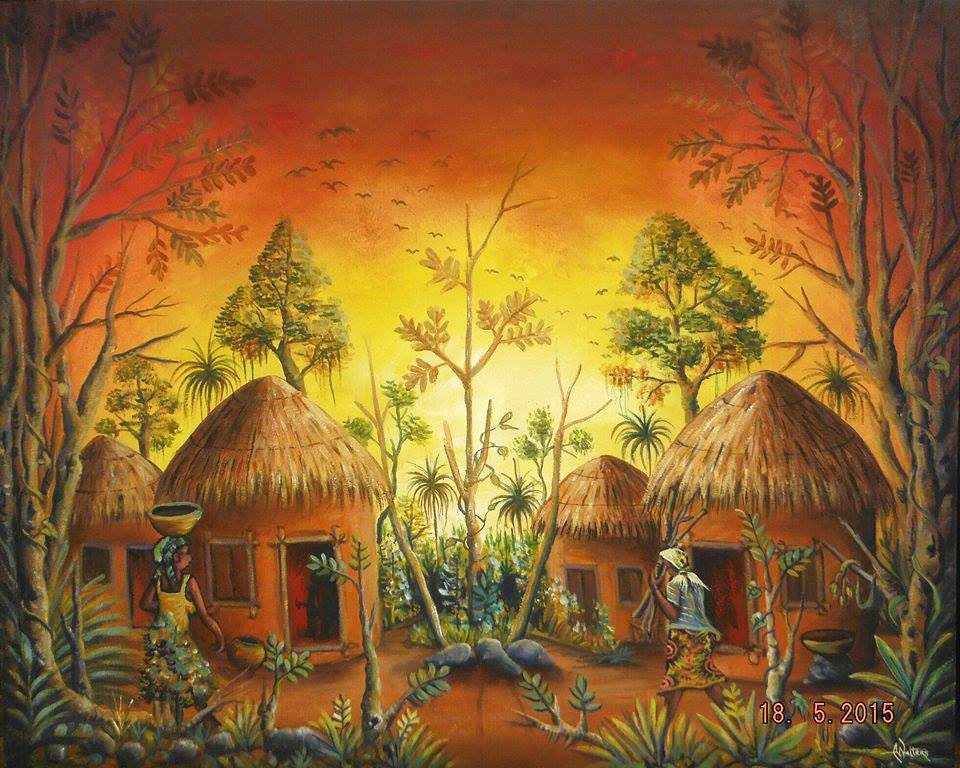 African Village at Sunset