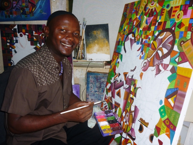 Artist Angu Walters in his studio