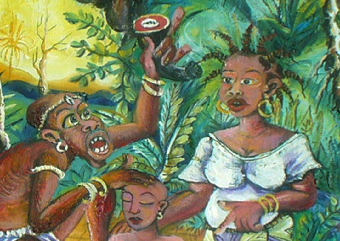 The Bush Doctor traditional African medicine painting close