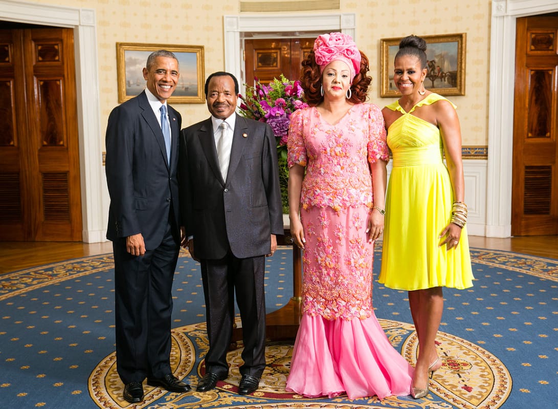 Cameroon president Biya with Obamas