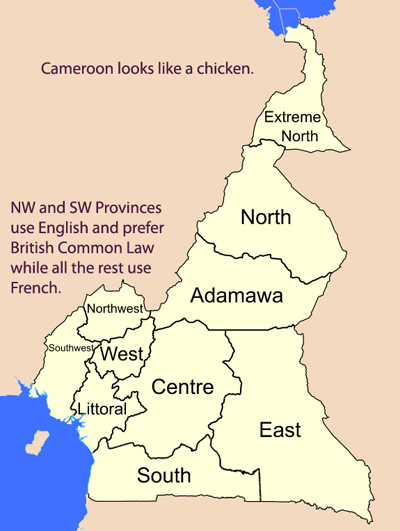 Cameroon provinces map