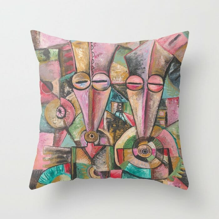 Couple surreal painting on pillow