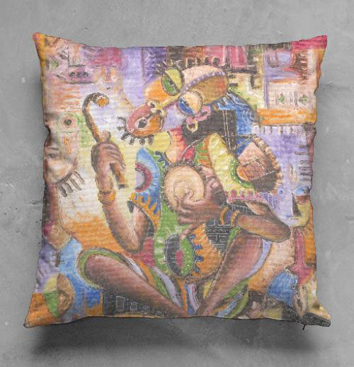 The Drummer African painting pillow