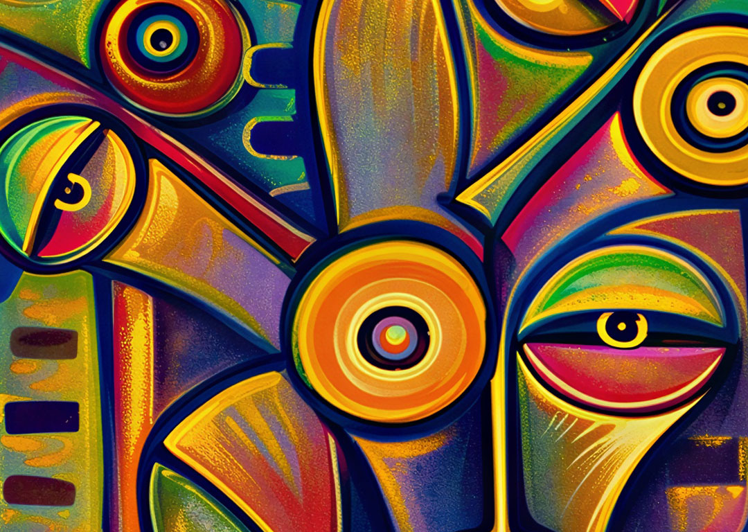 Faces 8 surreal painting close Faces 8 surreal painting close