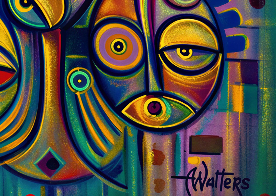 Faces 8 surreal painting close Faces 8 surreal painting close
