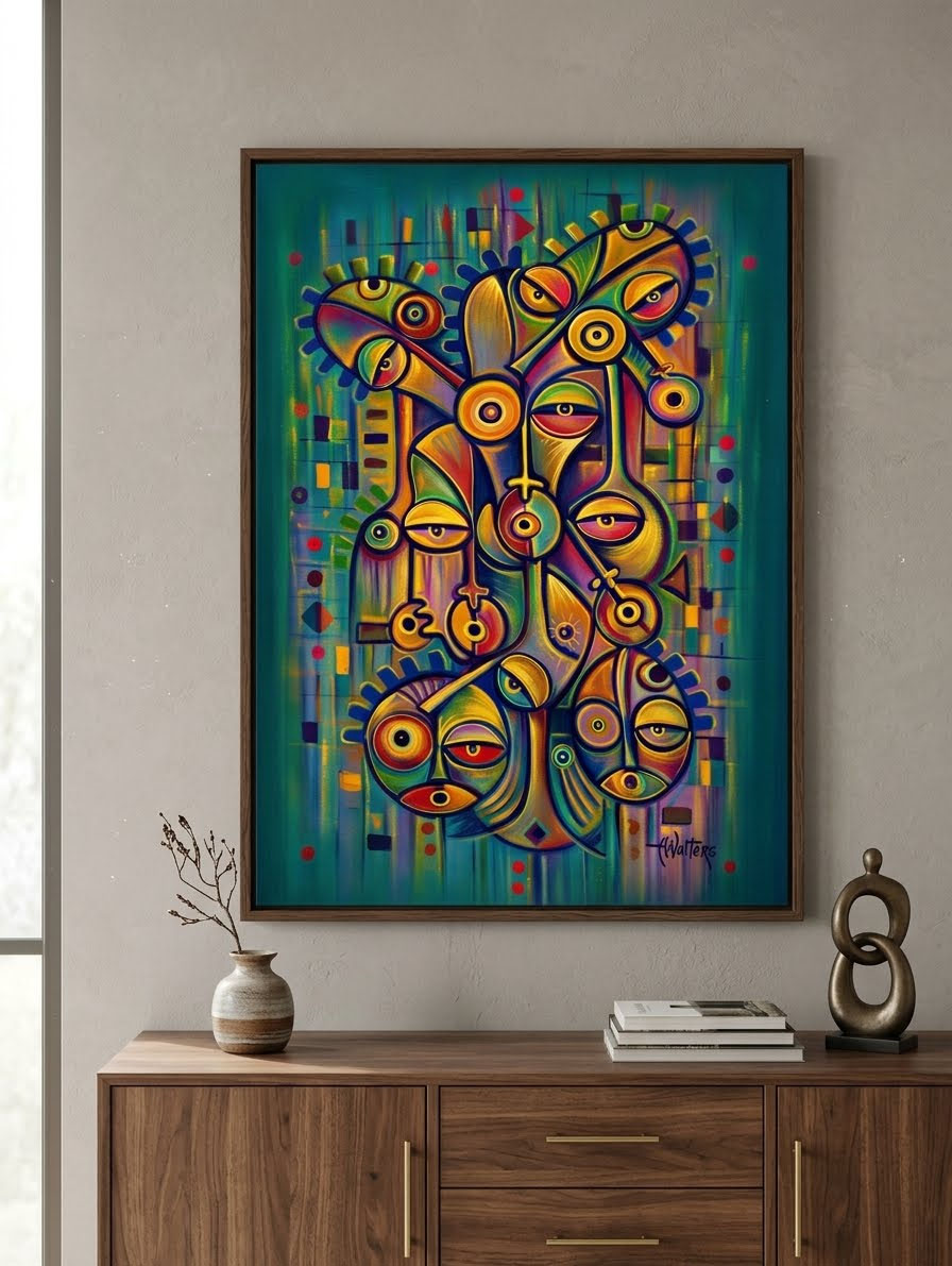 Faces 8 surreal painting from Cameroon Faces 8 surreal painting from Cameroon