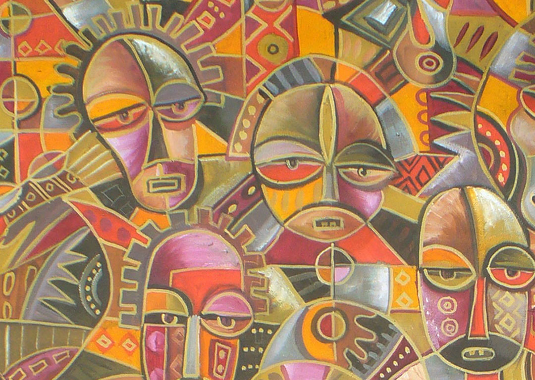Faces 9 abstract figurative art close