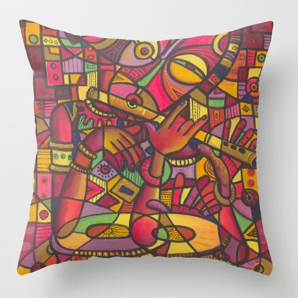 Flutist 5 red pink pillow