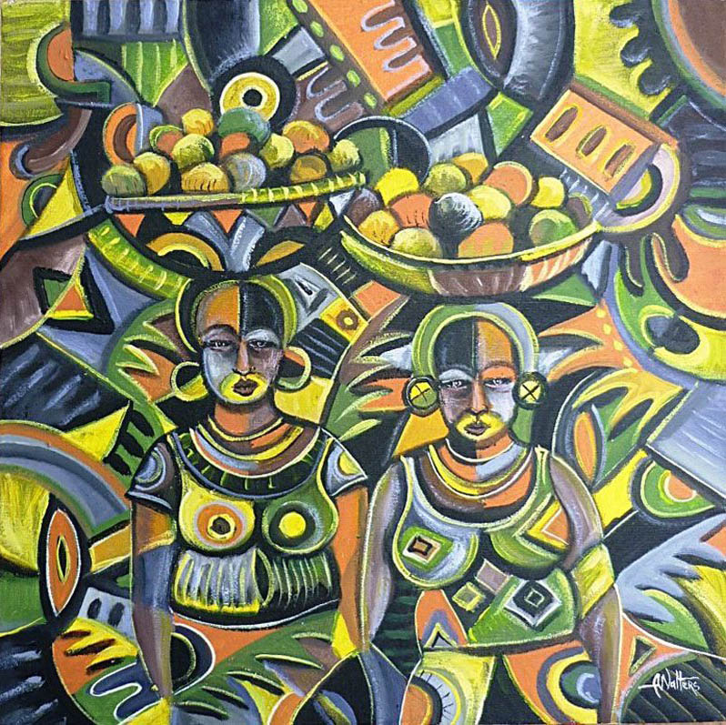 Fruit Sellers 2 African women painting
