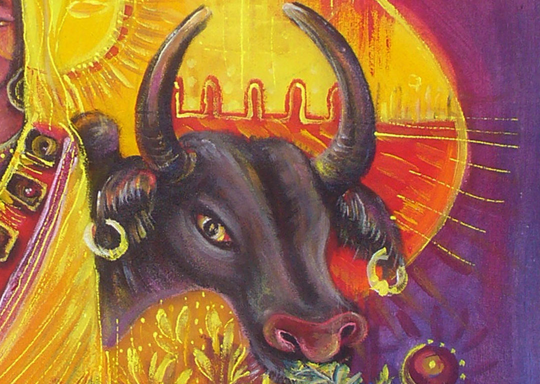 The Fulani, The Cow, The Milk painting close