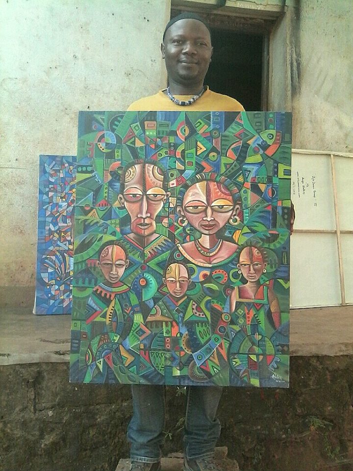 Happy Family 5 African family painting Angu Walters