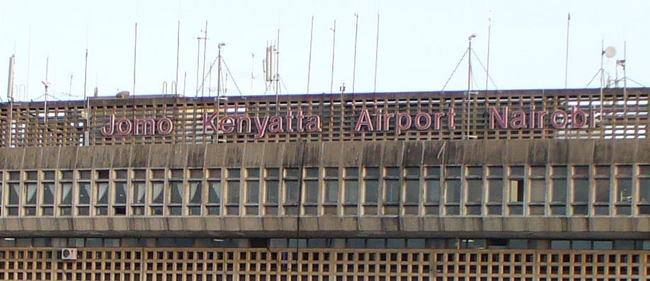 Jomo Kenyatta Airport sign Nairobi