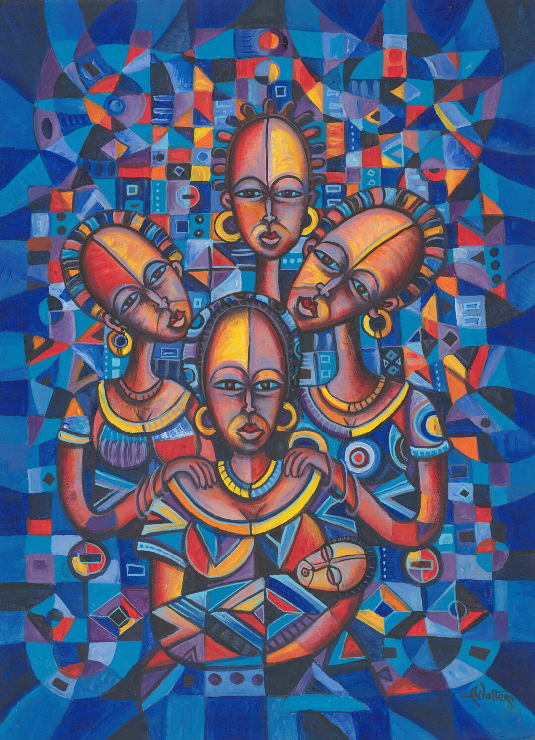 Original acrylic painting of African women with an infant.