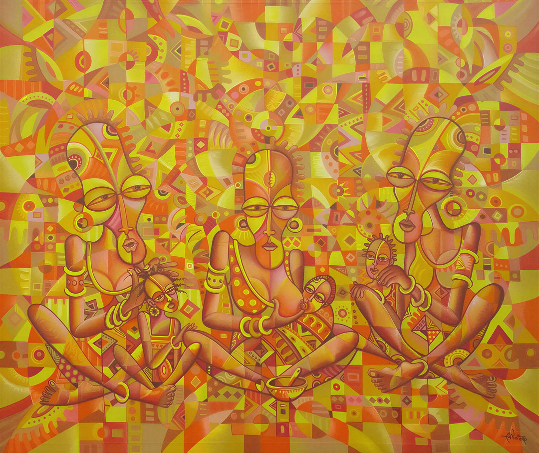 Women painting of nursing mothers in Africa