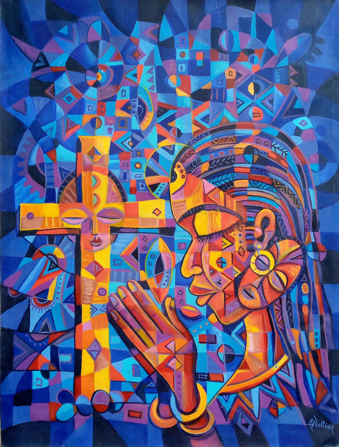 Here is a painting from Cameroon of African Christians at prayer.
