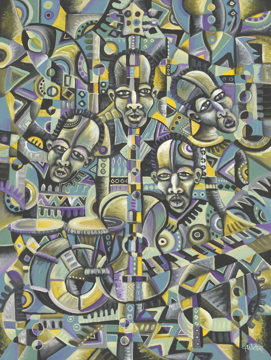The Blues Band 1 African music painting