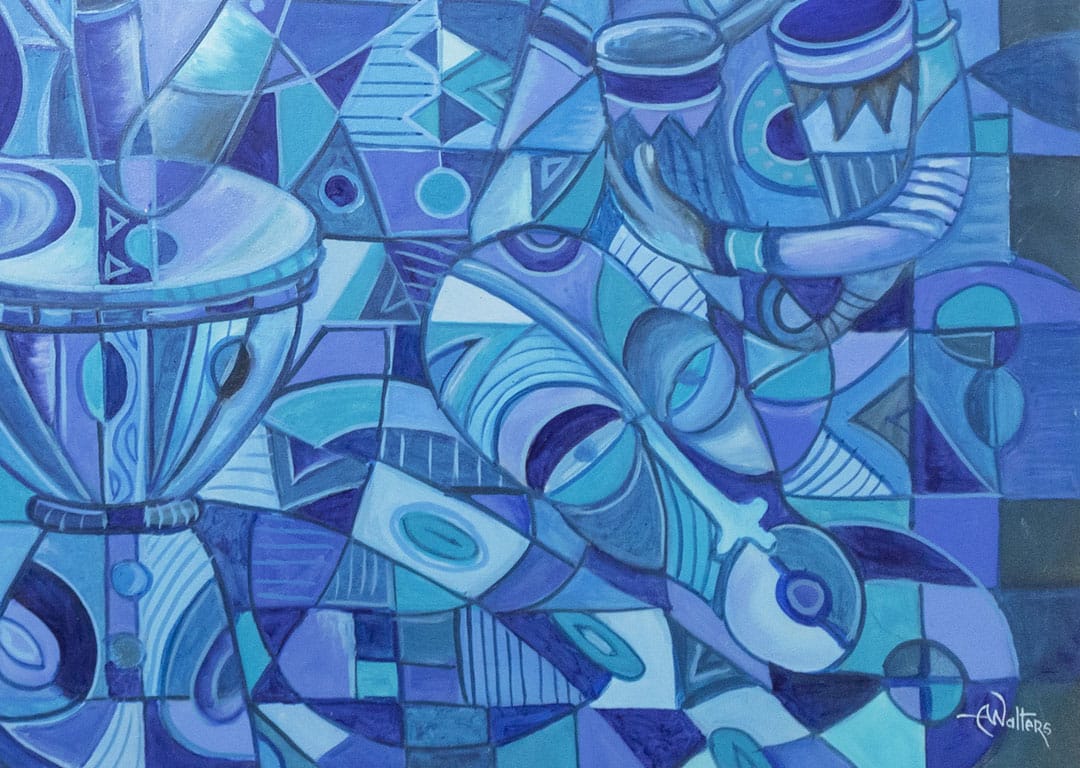 The Blues Singers 4 all blue painting close