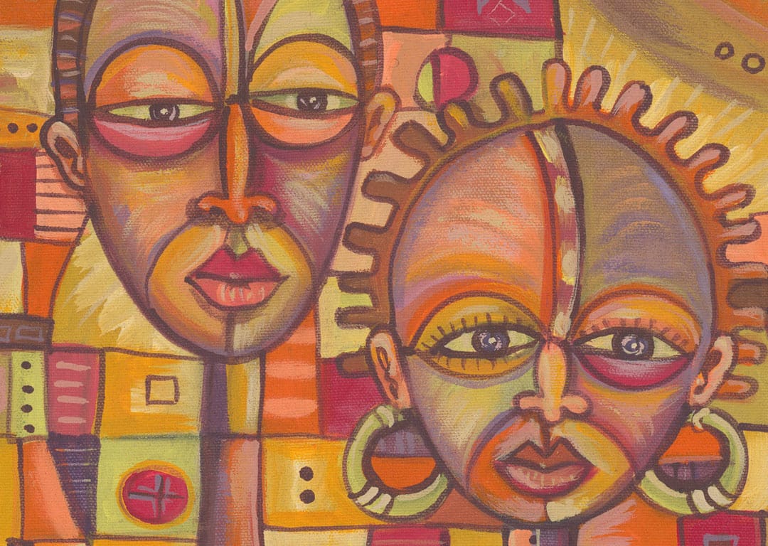The Couple African portrait art close