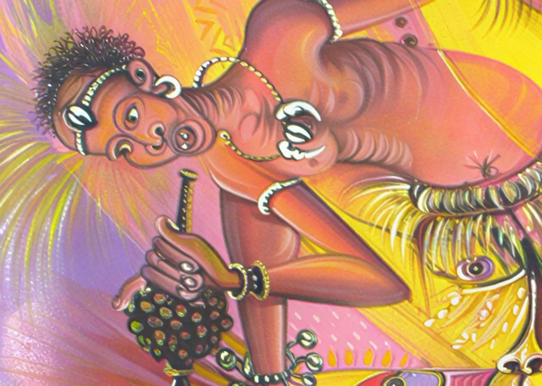The Dancer 2 painting from Africa close The Dancer 2 painting from Africa close