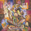 The Drummer 1 surreal painting of street musician