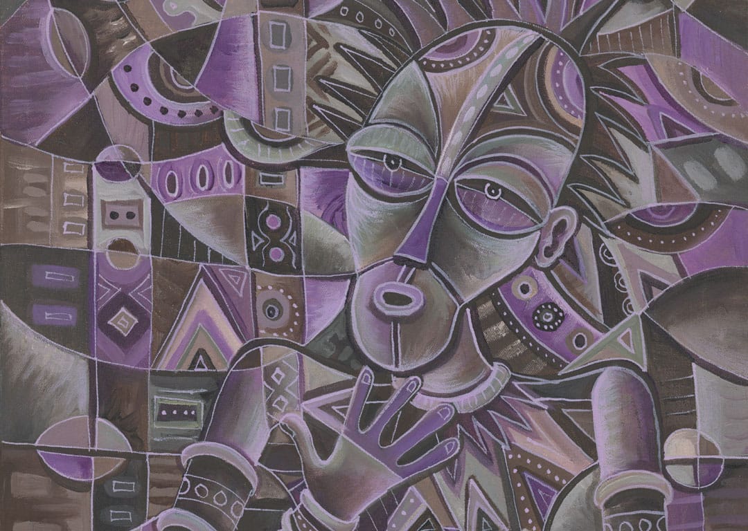 The Drummer 27 purple music painting close