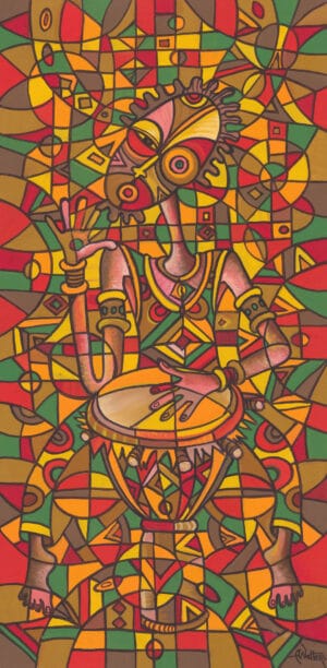 The Drummer 5 African drummer painting