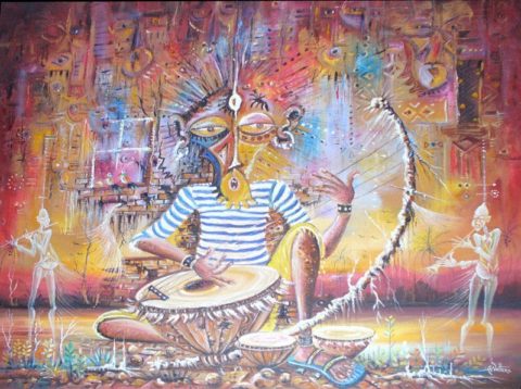 The Drummer VIII • Art Cameroon African Paintings