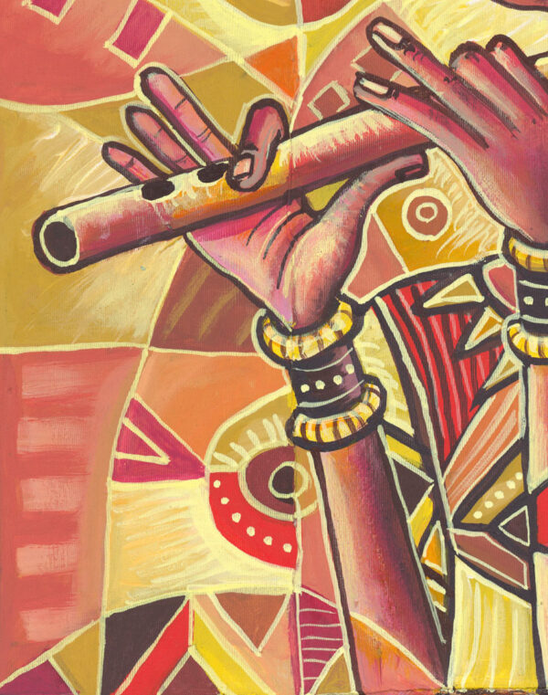Drummer and the Flutist 3 music painting close