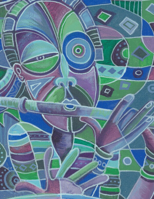 The Flutist 7 abstract figurative music painting close