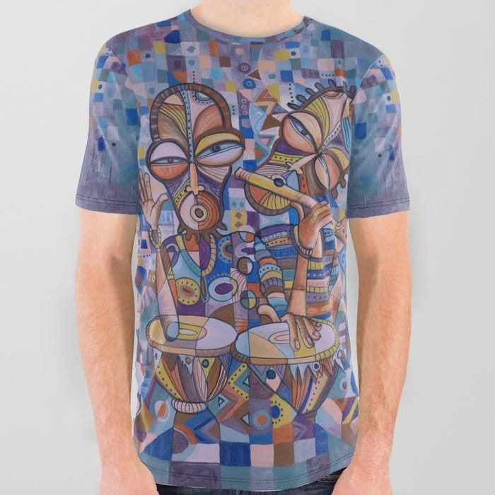 The Drummer and Flutist 4 all over printed tshirt