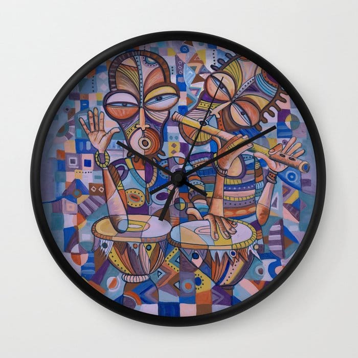 The Drummer and Flutist 4 wall clock