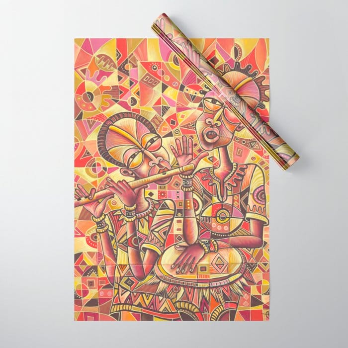 Drummer and Flutist 3 wrapping paper