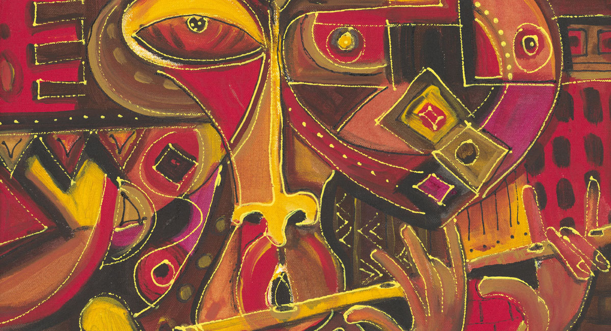 The Flutist Art Cameroon African Paintings