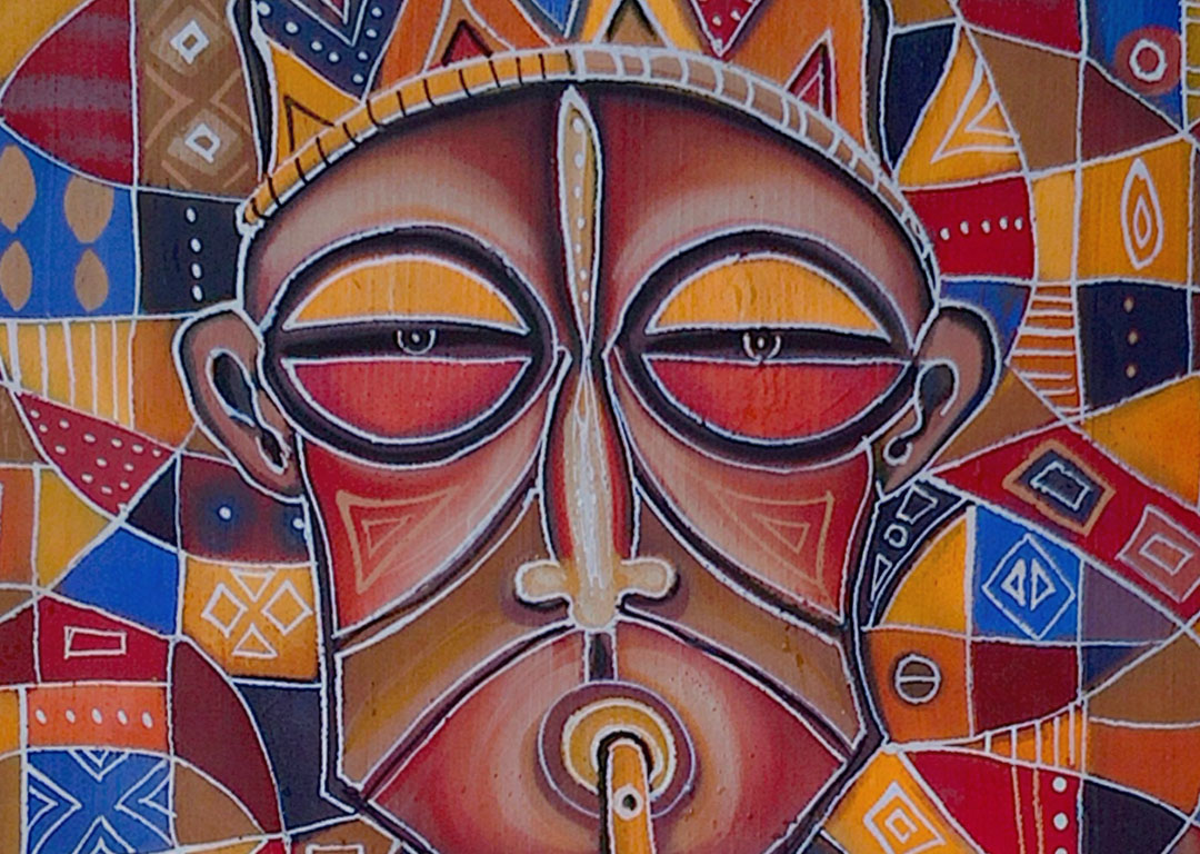 The Flutist 10 African painting close The Flutist 10 African painting close