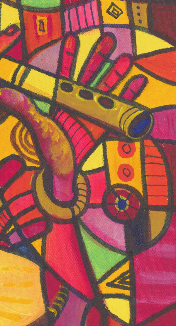 The Flutist 5 pink music painting close