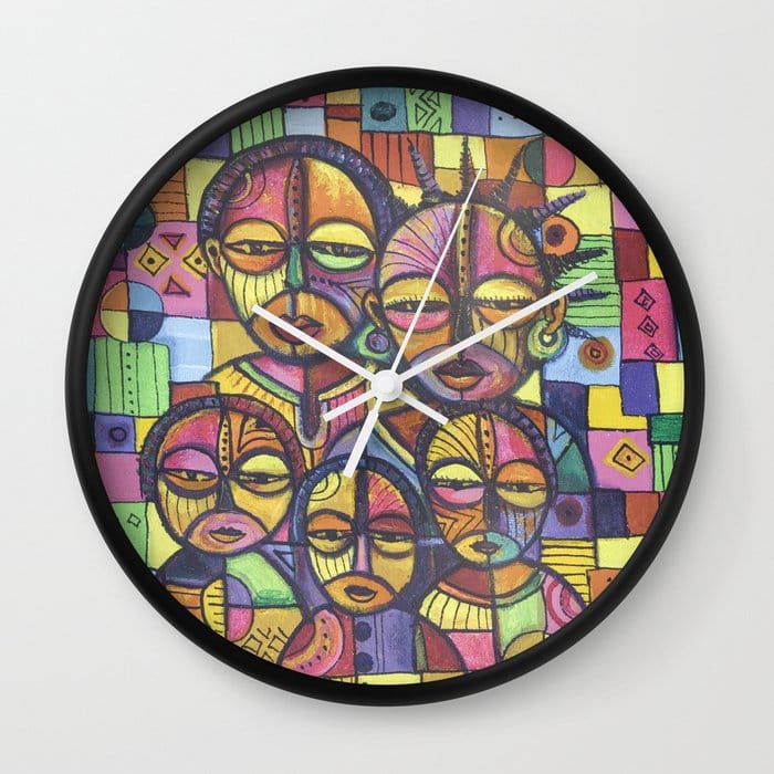 The Happy Family rainbow colors clock