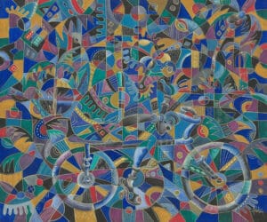 The Last Cyclist bicycle painting
