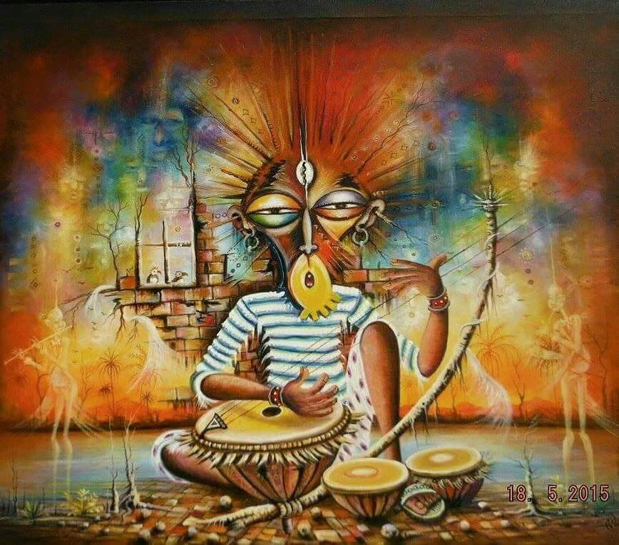 The Storyteller surreal African painting