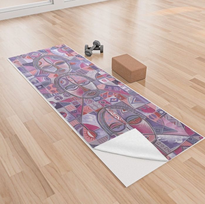 Three on One painting of 3 women yoga mat