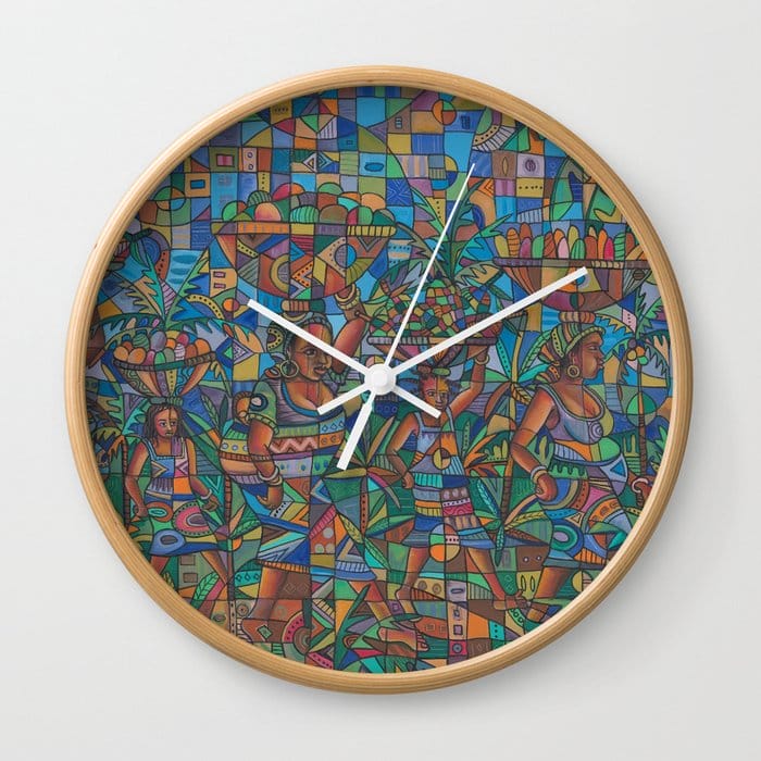 To the Market 5 African women and girls wall clock