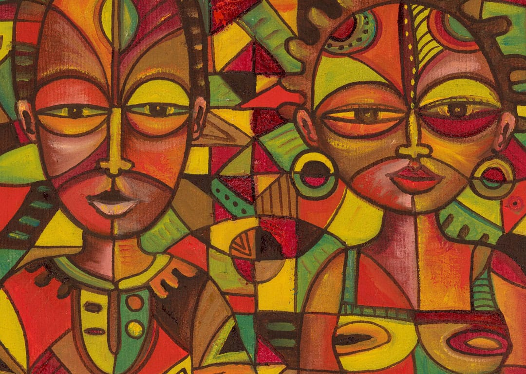 Twin painting of an African couple close