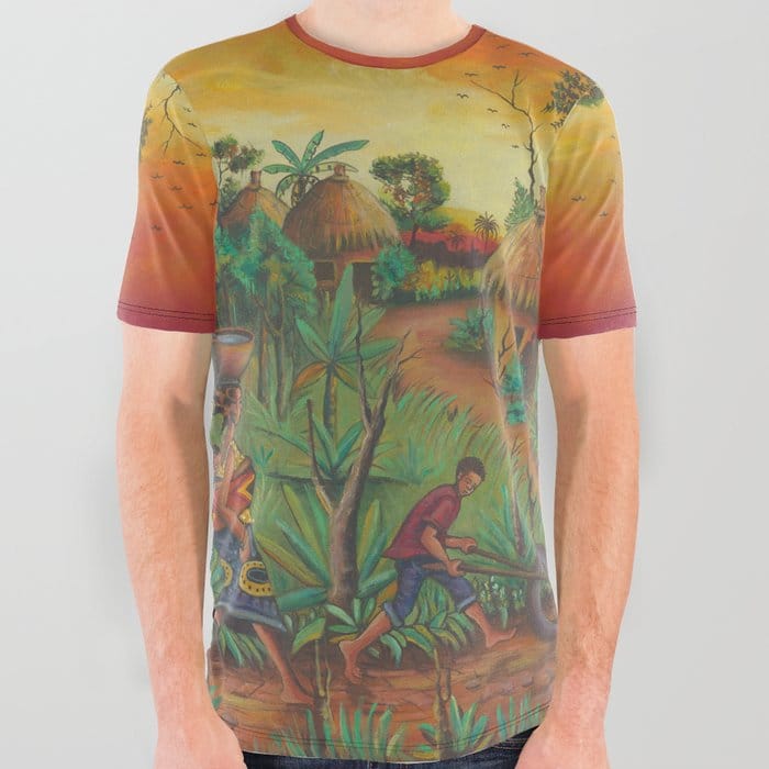 Village painting t-shirt