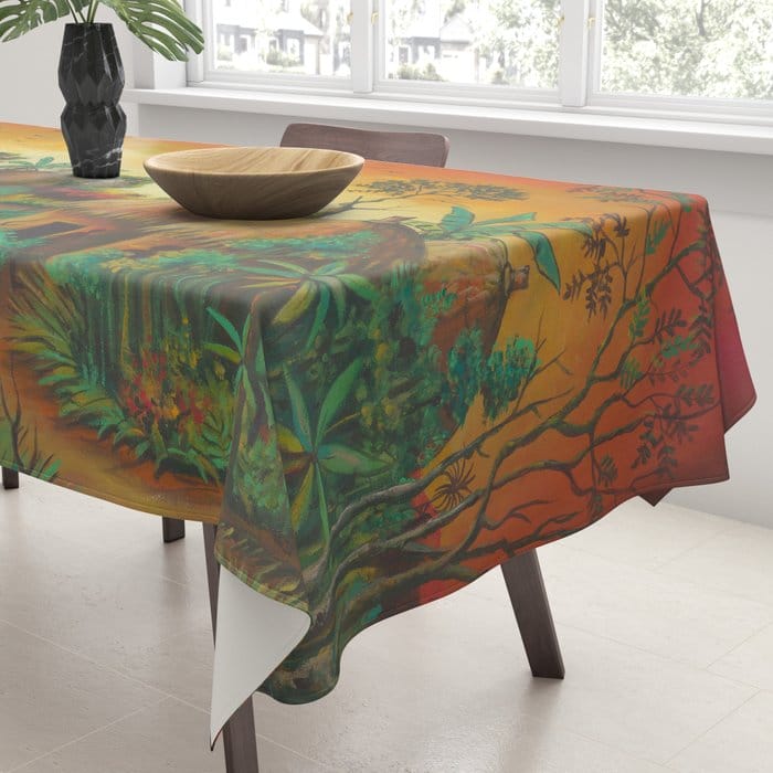 Village painting tablecloth